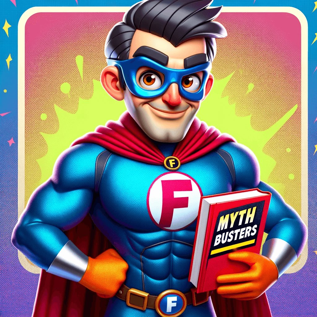 Factman - Our superhero holding a Myth Busters book