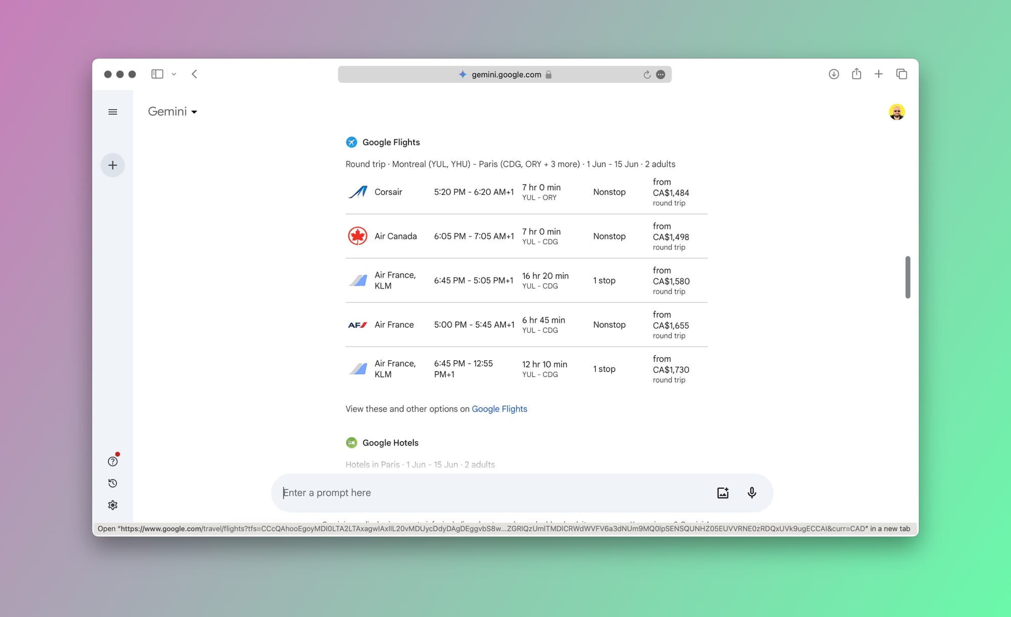 Let Google Gemini AI do flight and hotel searches so you can save time and money