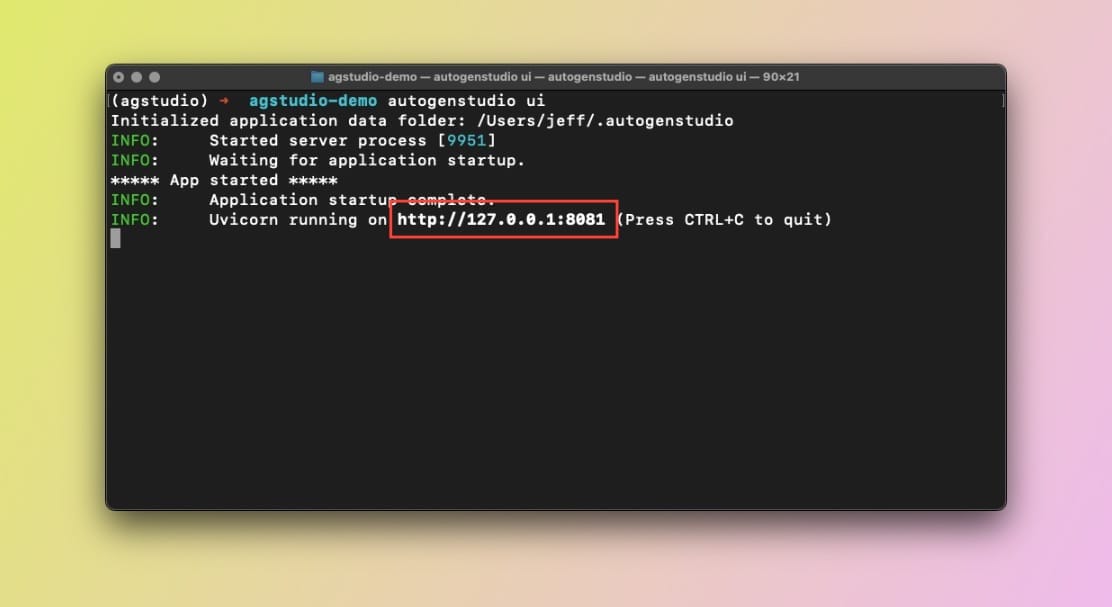 Running autogenstudio in macOS terminal