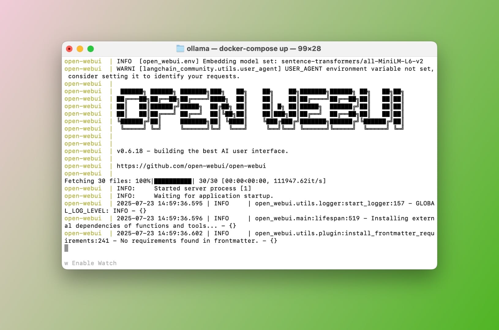 Kết quả của docker-compose up