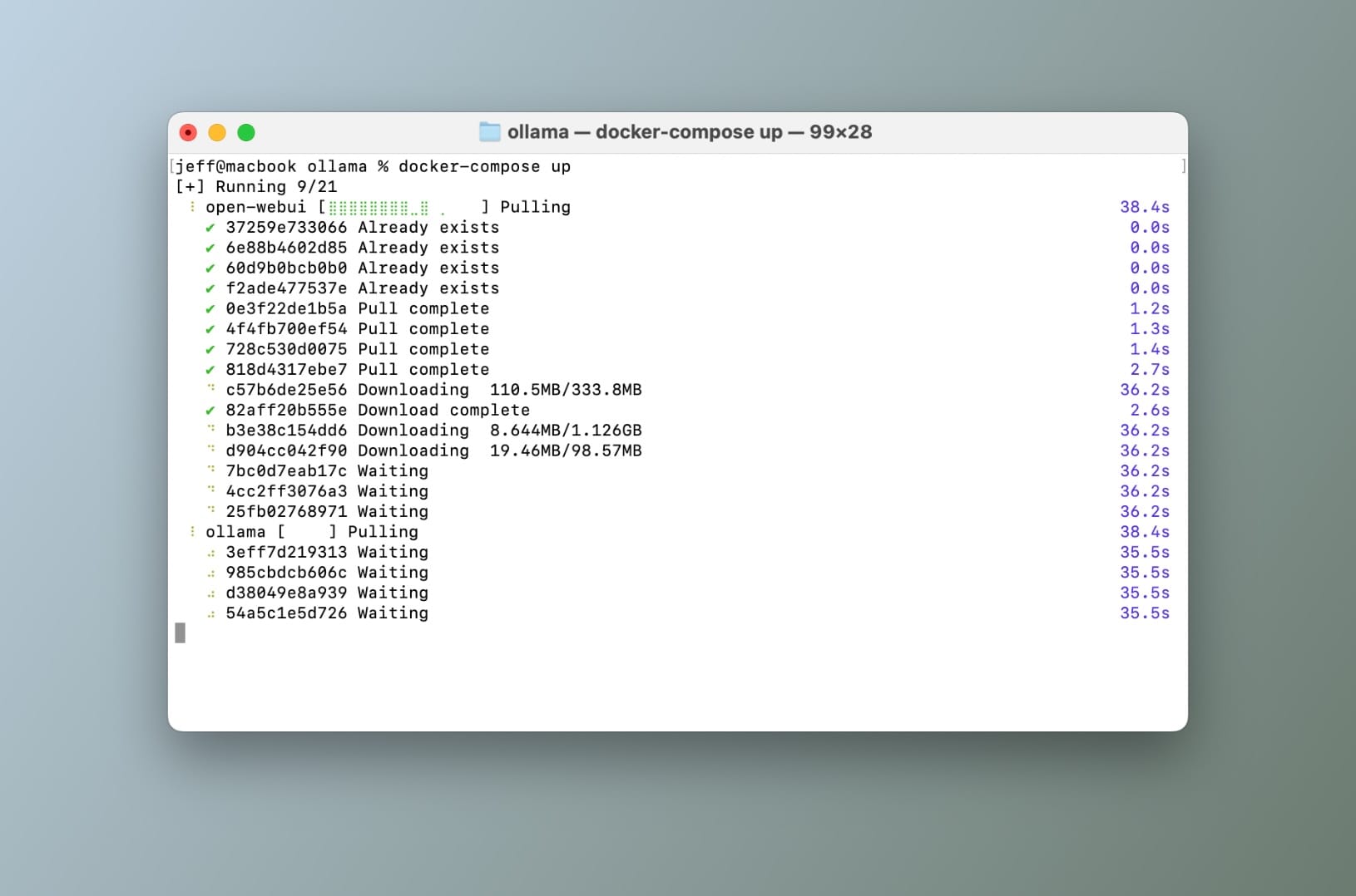 Chạy docker-compose up từ terminal